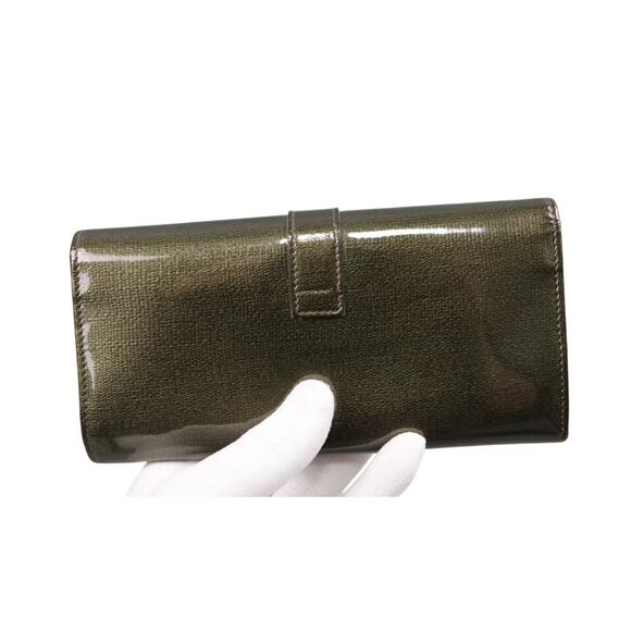 YVES SAINT LAURENT Vintage Used Green Patent Leather Long Wallet - Picture 14 of 15